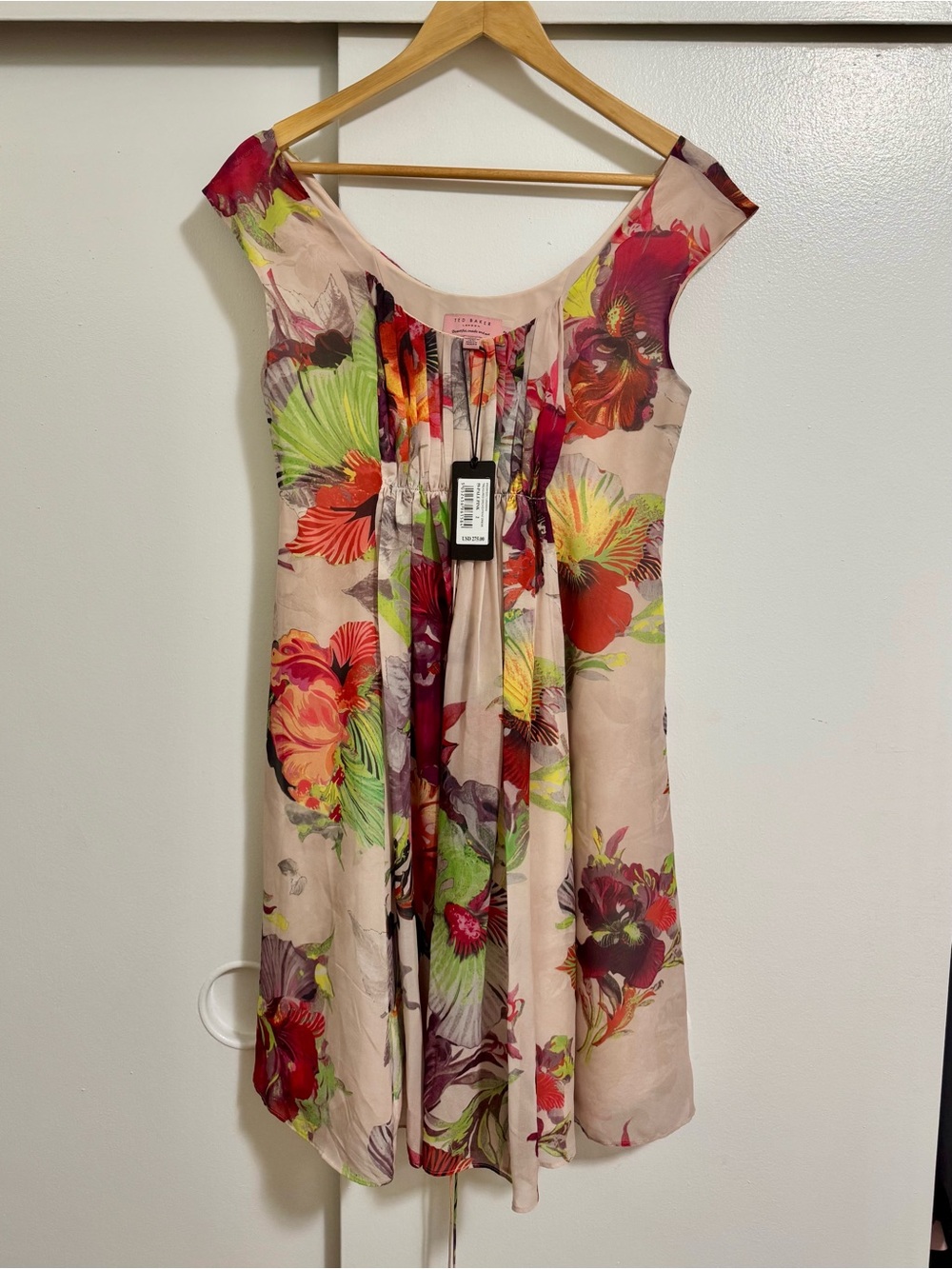 Ted Baker Treasure Orchid Print Dress Pale Pink